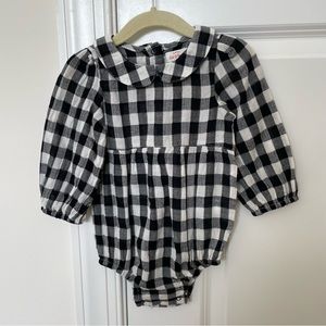 Cat & Jack Baby Girl Black Buffalo Check Romper 12M